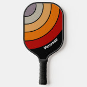 Retro Vibe Rainbow Circle Stripe with Name ピックルボールラケット (裏面)