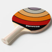 Retro Vibe Rainbow Circle Stripe with Name 卓球ラケット (正面アングル)