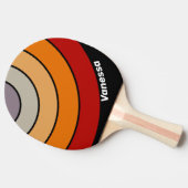 Retro Vibe Rainbow Circle Stripe with Name 卓球ラケット (横)