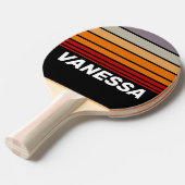 Retro Vibe Rainbow Horizon Striping with Name 卓球ラケット (正面アングル)