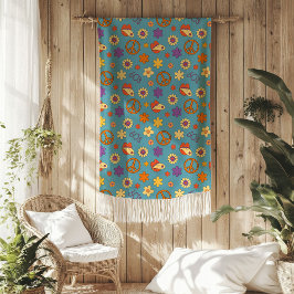 Retro Vibes Blanket Pastel Funky 70s Style フリースブランケット