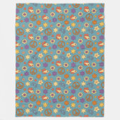 Retro Vibes Blanket Pastel Funky 70s Style フリースブランケット (正面)