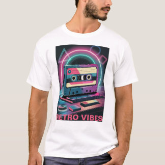 Retro Vibes: Neon Cassette T-Shirt Tシャツ