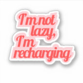 Retro Vibrant "I'm Not Lazy" Quote Sticker - Red & シール (正面)