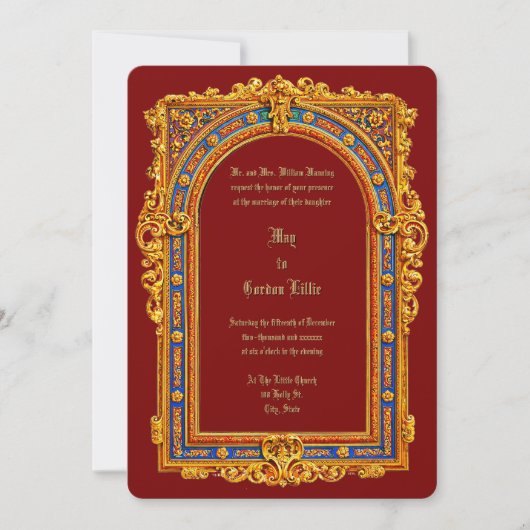 Retro Victorian Era 1887 Arched Frame Wedding 招待状 (正面)