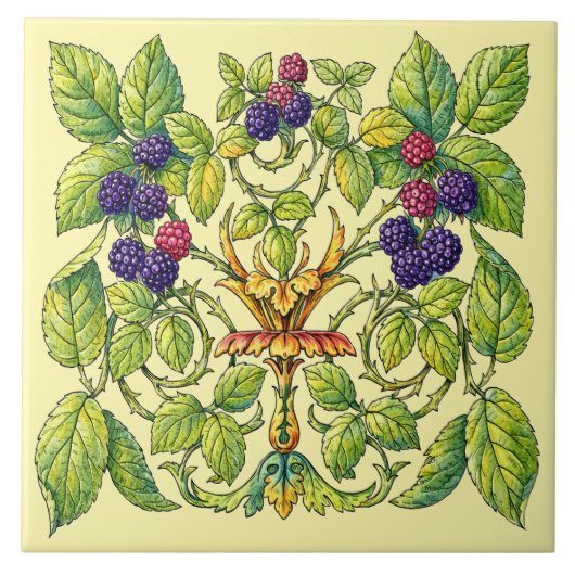 Retro Victorian Era Blackberries タイル (正面)