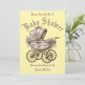 Retro Victorian Era Carriage Baby Shower Template 招待状 (スタンド正面)