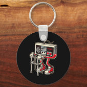 Retro Video Game Controller With Walker Funny Game キーホルダー (正面)