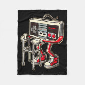 Retro Video Game Controller With Walker Funny Game フリースブランケット (正面)