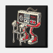 Retro Video Game Controller With Walker Funny Game マグネット (正面)