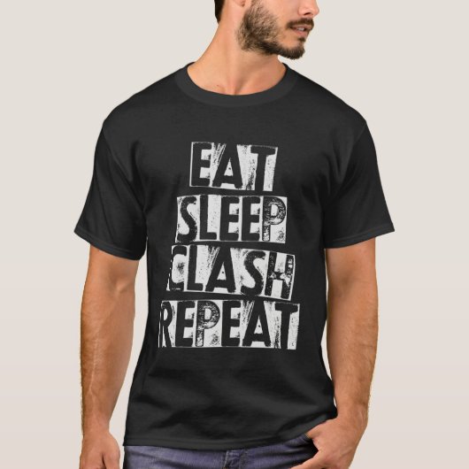Retro Video Gaming Game Gamer Eat Sleep Clash Rep Tシャツ (正面)