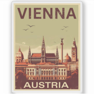 Retro Vienna city Austria skyline gifts  シール