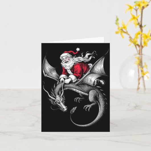 Retro Viking Pagan Christmas - Clic Santa Riding D カード (黄色い花)