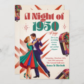 Retro Vintage 1950s Atomic Age Couple Party  招待状 (正面/裏面)