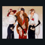 Retro vintage art deco Christmas ladies poster ポスター<br><div class="desc">design by www.etsy.com/Shop/VanityFlairDesign</div>