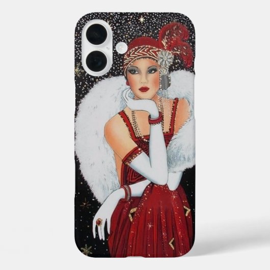 Retro vintage Art Deco lady Case-Mate iPhoneケース (裏面)