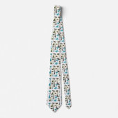 Retro Vintage Atomic Cats Black Turquoise White ネクタイ (正面)