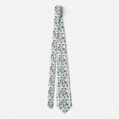 Retro Vintage Atomic Cats Black Turquoise White ネクタイ (裏面)