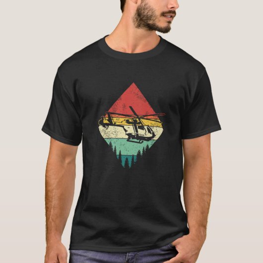 Retro Vintage Aviator Helicopter Tシャツ (正面)