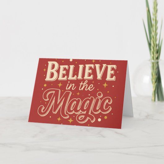 Retro Vintage Believe in the Magic Christmas シーズンカード (正面)