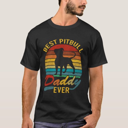 Retro Vintage Best Pitbull Daddy Ever Tシャツ (正面)