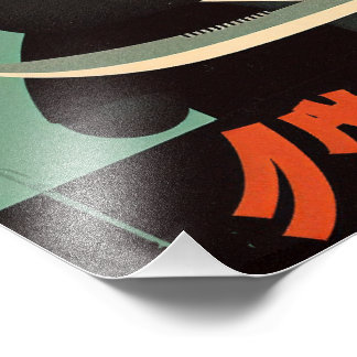 Retro Vintage Black Cat with Suit and Knife Japan フォトプリント