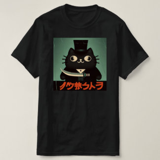 Retro Vintage Black Cat with Suit and Knife Japan Tシャツ