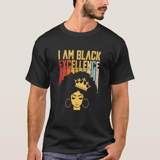 Retro Vintage Black Excellence African Pride Histo Tシャツ (正面)