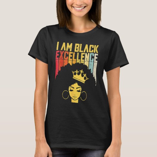 Retro Vintage Black Excellence African Pride Histo Tシャツ (正面)