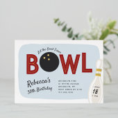 Retro Vintage Bowling Theme Birthday Party 箔招待状 (立ち正面)