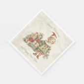 Retro Vintage Boy Christmas Gifts Holly スタンダードランチョンナプキン (角)