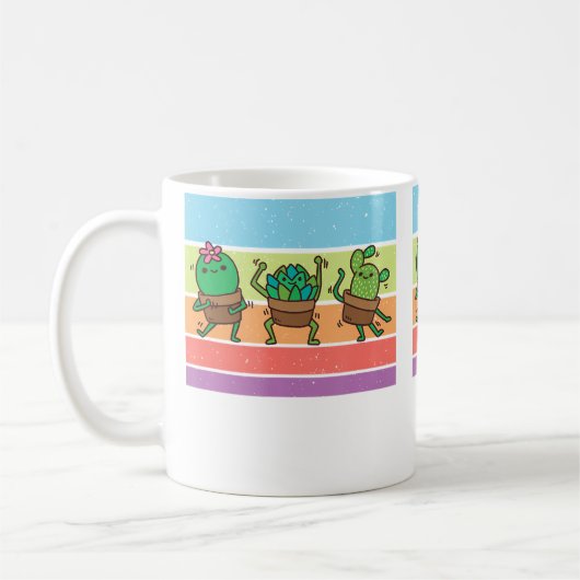 Retro Vintage Cactus Gardening Fun コーヒーマグカップ (左)