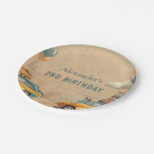 Retro Vintage Car Two Fast Birthday ペーパープレート (アングル)