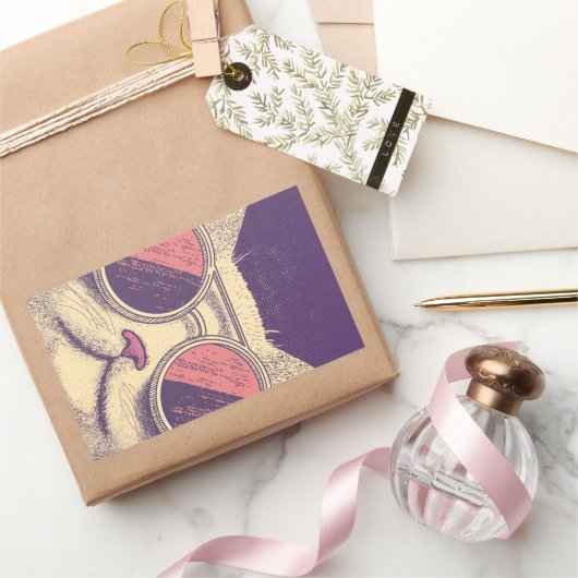 Retro Vintage Cat 長方形シール (ギフト)