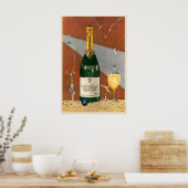 Retro Vintage Champagne Wine Bottle Drink Kitchen ポスター (キッチン)