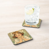retro vintage child with flowers コースター (右側)