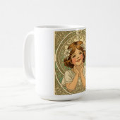 retro vintage child with flowers コーヒーマグカップ (正面左)
