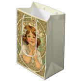 retro vintage child with flowers ミディアムペーパーバッグ (正面アングル)