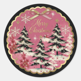 Retro Vintage Christmas: 1950's Pink Xmas ラウンドシール
