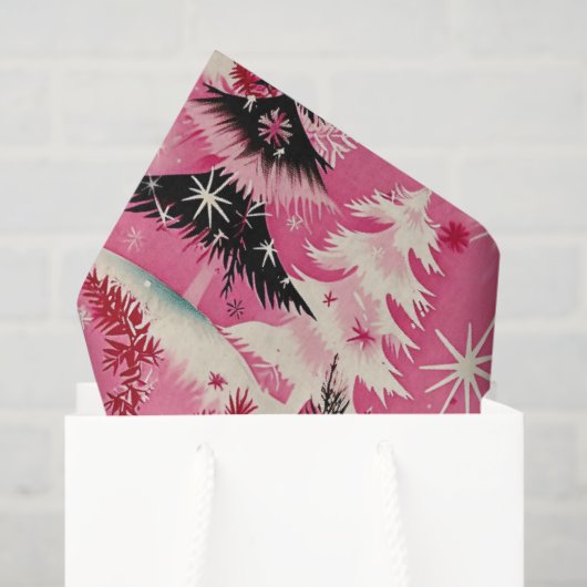 Retro Vintage Christmas: 1950's Pink Xmas 薄葉紙 (ギフトバッグ)