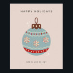 Retro Vintage Christmas Bauble ポスター<br><div class="desc">Abstract Christmas Bauble - Retro Vintage Festive Holiday.</div>