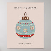 Retro Vintage Christmas Bauble ポスター (正面)