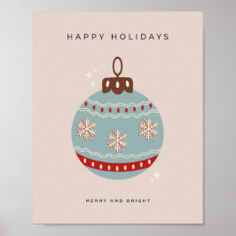 Retro Vintage Christmas Bauble ポスター