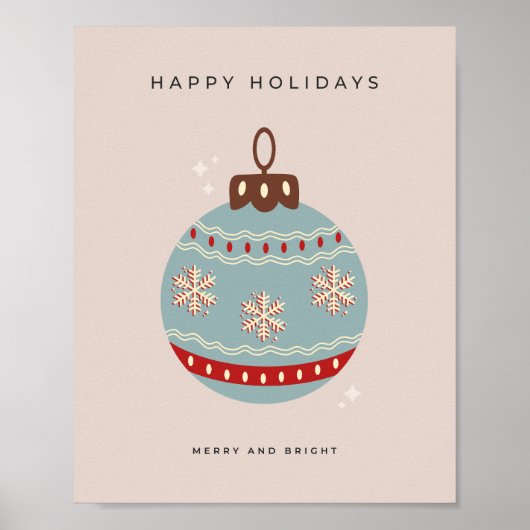 Retro Vintage Christmas Bauble ポスター (正面)