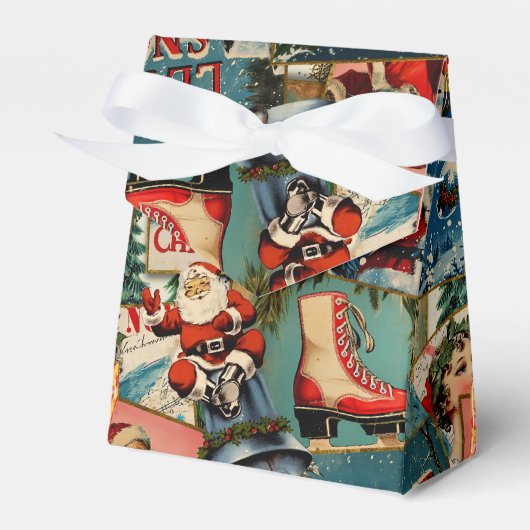 Retro Vintage Christmas Cards Collage フェイバーボックス (正面サイド)