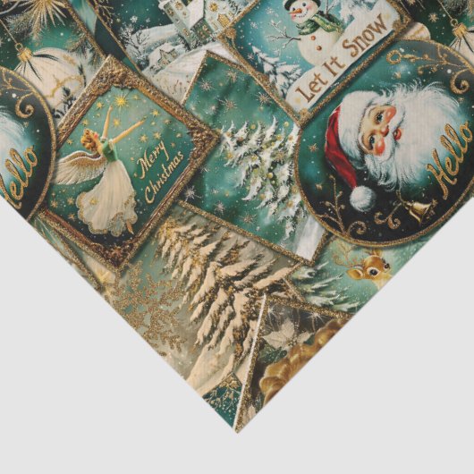 Retro Vintage Christmas: Green Collage 薄葉紙 (詳細)