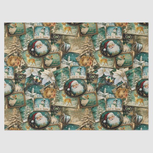 Retro Vintage Christmas: Green Collage 薄葉紙 (正面)