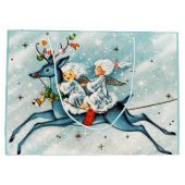 Retro vintage Christmas Holiday Angels ラージペーパーバッグ (裏面)