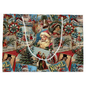 Retro Vintage Christmas: Holiday Cheer Collage ラージペーパーバッグ (裏面)
