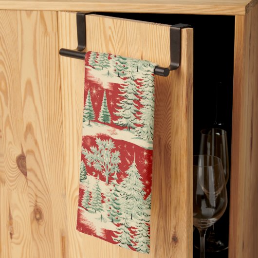 Retro Vintage Christmas Landscape キッチンタオル (三つ折り)
